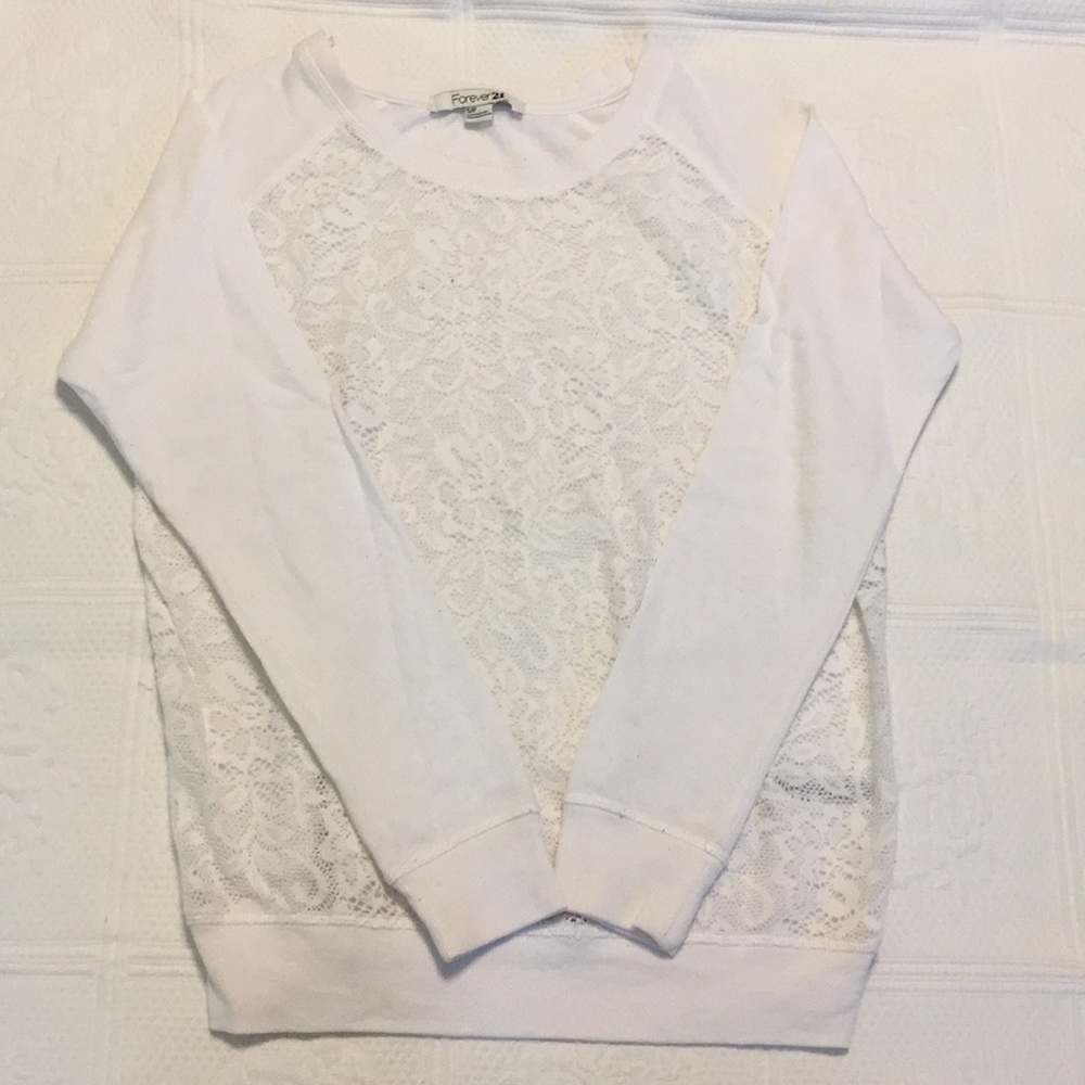 5/$25 Forever 21 Lace Crewneck Sweater